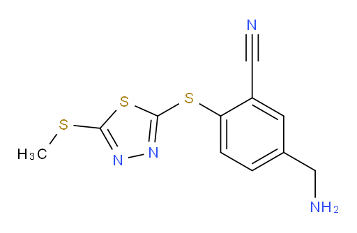 5-(aminomethyl)-2-((5-(methylthio)-1,3,4-thiadiazol-2-yl)thio)benzonitrile