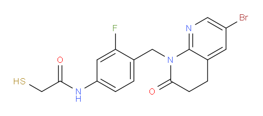 N-(4-((6-bromo-2-oxo-3,4-dihydro-1,8-naphthyridin-1(2H)-yl)methyl)-3-fluorophenyl)-2-mercaptoacetamide