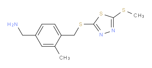 (3-methyl-4-(((5-(methylthio)-1,3,4-thiadiazol-2-yl)thio)methyl)phenyl)methanamine