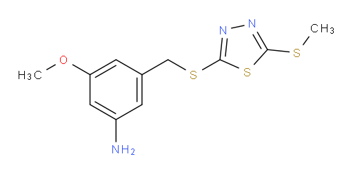 3-methoxy-5-(((5-(methylthio)-1,3,4-thiadiazol-2-yl)thio)methyl)aniline