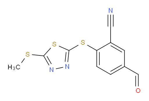 5-formyl-2-((5-(methylthio)-1,3,4-thiadiazol-2-yl)thio)benzonitrile