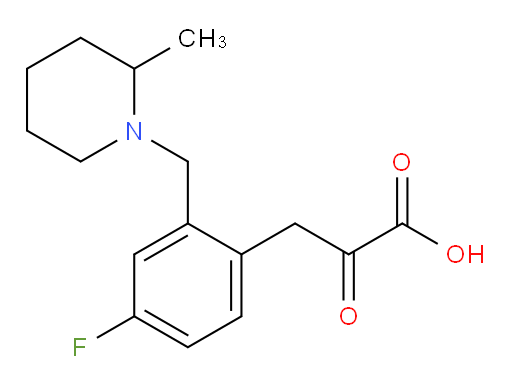 3-(4-fluoro-2-((2-methylpiperidin-1-yl)methyl)phenyl)-2-oxopropanoic acid