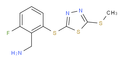 (2-fluoro-6-((5-(methylthio)-1,3,4-thiadiazol-2-yl)thio)phenyl)methanamine
