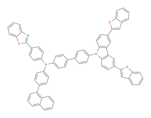 N-(4-(benzo[d]oxazol-2-yl)phenyl)-4'-(3,6-di(benzofuran-2-yl)-9H-carbazol-9-yl)-N-(4-(naphthalen-1-yl)phenyl)-[1,1'-biphenyl]-4-amine
