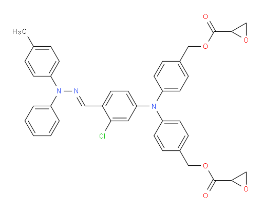 (E)-(((3-chloro-4-((2-phenyl-2-(p-tolyl)hydrazono)methyl)phenyl)azanediyl)bis(4,1-phenylene))bis(methylene) bis(oxirane-2-carboxylate)