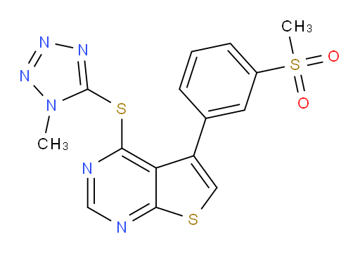 5-[3-(Methylsulfonyl)phenyl]-4-[(1-methyl-1H-tetrazol-5-yl)thio]thieno[2,3-d]pyrimidine (ACI)