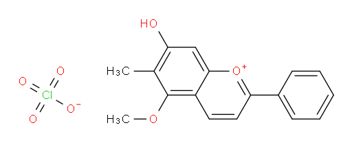 1-Benzopyrylium, 7-hydroxy-5-methoxy-6-methyl-2-phenyl-, perchlorate (1:1) (ACI)