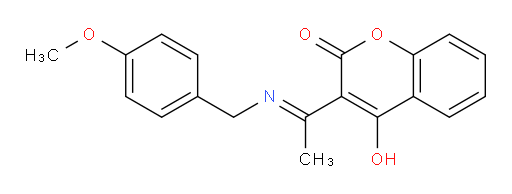 4-Hydroxy-3-[1-[[(4-methoxyphenyl)methyl]imino]ethyl]-2H-1-benzopyran-2-one (ACI)