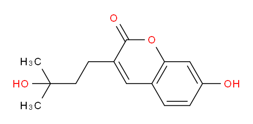 7-Hydroxy-3-(3-hydroxy-3-methylbutyl)-2H-1-benzopyran-2-one (ACI)
