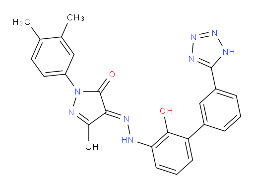1-(3,4-Dimethylphenyl)-3-methyl-1H-pyrazole-4,5-dione 4-[2-[2-hydroxy-3′-(2H-tetrazol-5-yl)[1,1′-biphenyl]-3-yl]hydrazone] (ACI)