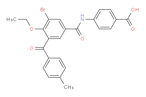 4-[[3-Bromo-4-ethoxy-5-(4-methylbenzoyl)benzoyl]amino]benzoic acid (ACI)