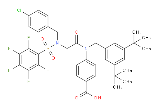 4-[[[3,5-Bis(1,1-dimethylethyl)phenyl]methyl][2-[[(4-chlorophenyl)methyl][(2,3,4,5,6-pentafluorophenyl)sulfonyl]amino]acetyl]amino]benzoic acid (ACI)