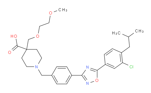 1-[[4-[5-[3-Chloro-4-(2-methylpropyl)phenyl]-1,2,4-oxadiazol-3-yl]phenyl]methyl]-4-[(2-methoxyethoxy)methyl]-4-piperidinecarboxylic acid (ACI)