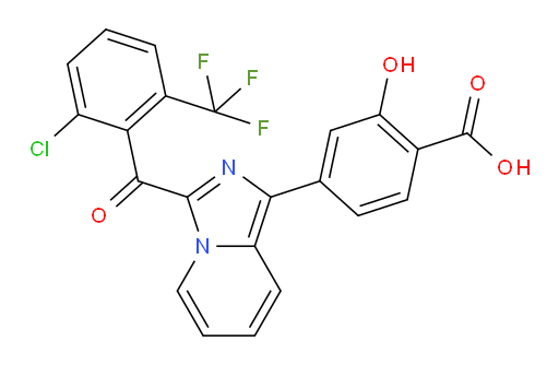 4-[3-[2-Chloro-6-(trifluoromethyl)benzoyl]imidazo[1,5-a]pyridin-1-yl]-2-hydroxybenzoic acid (ACI)
