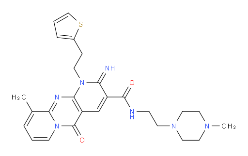 1,5-Dihydro-2-imino-10-methyl-N-[2-(4-methyl-1-piperazinyl)ethyl]-5-oxo-1-[2-(2-thienyl)ethyl]-2H-dipyrido[1,2-a:2′,3′-d]pyrimidine-3-carboxamide (ACI)