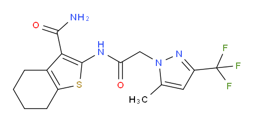 N-[3-(Aminocarbonyl)-4,5,6,7-tetrahydrobenzo[b]thien-2-yl]-5-methyl-3-(trifluoromethyl)-1H-pyrazole-1-acetamide (ACI)