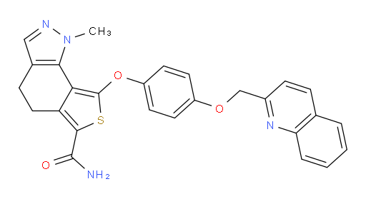 4,5-Dihydro-1-methyl-8-[4-(2-quinolinylmethoxy)phenoxy]-1H-thieno[3,4-g]indazole-6-carboxamide (ACI)