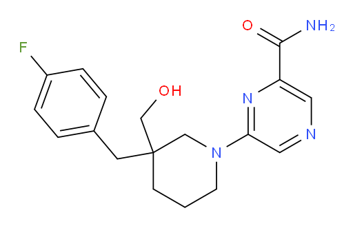 6-[3-[(4-Fluorophenyl)methyl]-3-(hydroxymethyl)-1-piperidinyl]-2-pyrazinecarboxamide (ACI)