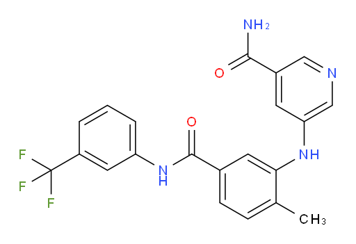 5-[[2-Methyl-5-[[[3-(trifluoromethyl)phenyl]amino]carbonyl]phenyl]amino]-3-pyridinecarboxamide (ACI)