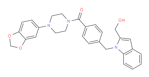 [4-(1,3-Benzodioxol-5-yl)-1-piperazinyl][4-[[2-(hydroxymethyl)-1H-indol-1-yl]methyl]phenyl]methanone (ACI)