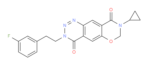 8-Cyclopropyl-3-[2-(3-fluorophenyl)ethyl]-7,8-dihydro-3H-[1,3]oxazino[6,5-g]-1,2,3-benzotriazine-4,9-dione (ACI)