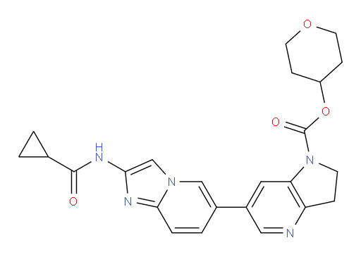 Tetrahydro-2H-pyran-4-yl 6-[2-[(cyclopropylcarbonyl)amino]imidazo[1,2-a]pyridin-6-yl]-2,3-dihydro-1H-pyrrolo[3,2-b]pyridine-1-carboxylate (ACI)