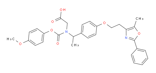 N-[(4-Methoxyphenoxy)carbonyl]-N-[1-[4-[2-(5-methyl-2-phenyl-4-oxazolyl)ethoxy]phenyl]ethyl]glycine (ACI)