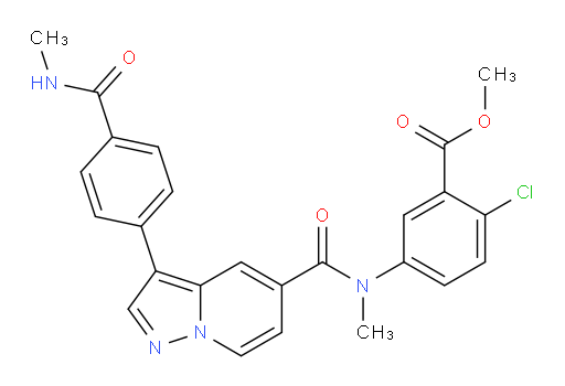 Methyl 2-chloro-5-[methyl[[3-[4-[(methylamino)carbonyl]phenyl]pyrazolo[1,5-a]pyridin-5-yl]carbonyl]amino]benzoate (ACI)