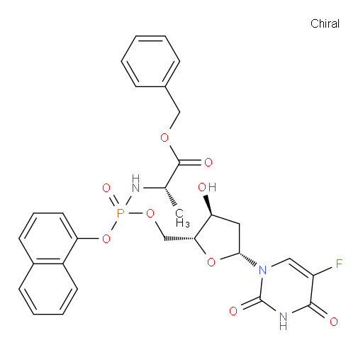 N-(2′-Deoxy-5-fluoro-P-1-naphthalenyl-5′-uridylyl)-L-alanine phenylmethyl ester (ACI)