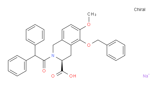 3-Isoquinolinecarboxylic acid, 2-(2,2-diphenylacetyl)-1,2,3,4-tetrahydro-6-methoxy-5-(phenylmethoxy)-, sodium salt (1:1), (3S)- (ACI)