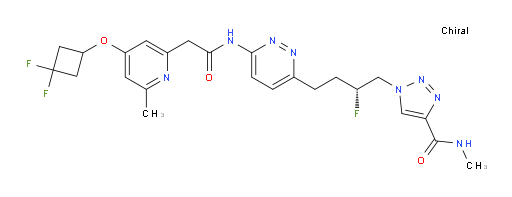 4-[(3,3-Difluorocyclobutyl)oxy]-N-[6-[(3R)-3-fluoro-4-[4-[(methylamino)carbonyl]-1H-1,2,3-triazol-1-yl]butyl]-3-pyridazinyl]-6-methyl-2-pyridineacetamide (ACI)