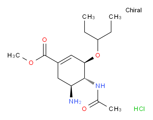 1-Cyclohexene-1-carboxylic acid, 4-(acetylamino)-5-amino-3-(1-ethylpropoxy)-, methyl ester, hydrochloride (1:1), (3R,4R,5S)- (ACI)