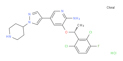 2-Pyridinamine, 3-[(1R)-1-(2,6-dichloro-3-fluorophenyl)ethoxy]-5-[1-(4-piperidinyl)-1H-pyrazol-4-yl]-, hydrochloride (1:1) (ACI)
