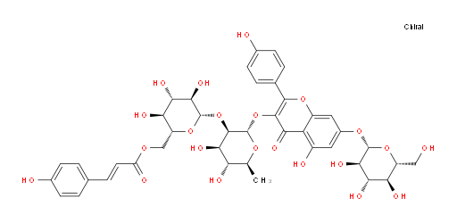 3-[[6-Deoxy-2-O-[6-O-[3-(4-hydroxyphenyl)-1-oxo-2-propen-1-yl]-β-D-glucopyranosyl]-α-L-mannopyranosyl]oxy]-7-(β-D-glucopyranosyloxy)-5-hydroxy-2-(4-hydroxyphenyl)-4H-1-benzopyran-4-one (ACI)