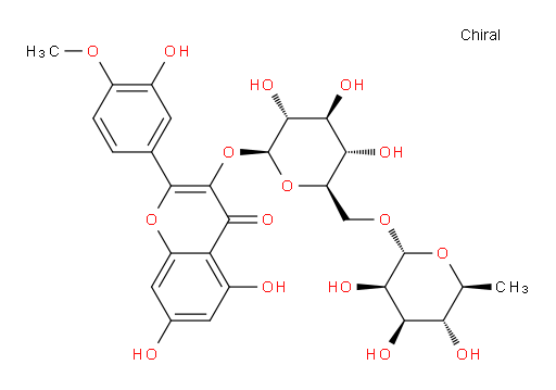 3-[[6-O-(6-Deoxy-α-L-mannopyranosyl)-β-D-glucopyranosyl]oxy]-5,7-dihydroxy-2-(3-hydroxy-4-methoxyphenyl)-4H-1-benzopyran-4-one (ACI)