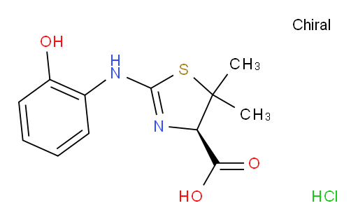 4-Thiazolecarboxylic acid, 4,5-dihydro-2-[(2-hydroxyphenyl)amino]-5,5-dimethyl-, hydrochloride (1:1), (4R)- (ACI)