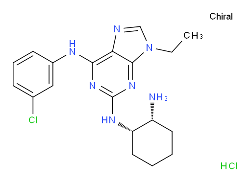 9H-Purine-2,6-diamine, N2-[(1R,2S)-2-aminocyclohexyl]-N6-(3-chlorophenyl)-9-ethyl-, hydrochloride (1:1), rel- (ACI)
