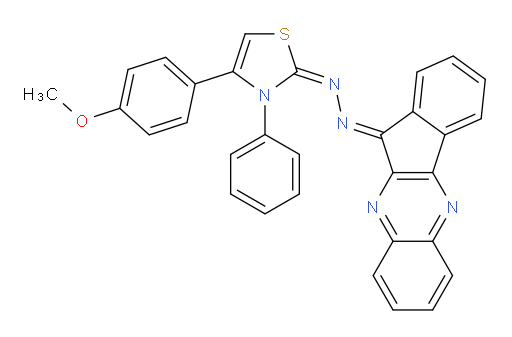 11H-Indeno[1,2-b]quinoxalin-11-one, 2-[4-(4-methoxyphenyl)-3-phenyl-2(3H)-thiazolylidene]hydrazone (ACI)