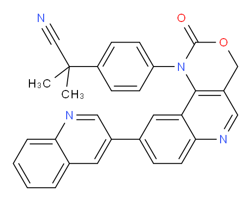 α,α-Dimethyl-4-[2-oxo-9-(3-quinolinyl)-2H-[1,3]oxazino[5,4-c]quinolin-1(4H)-yl]benzeneacetonitrile (ACI)