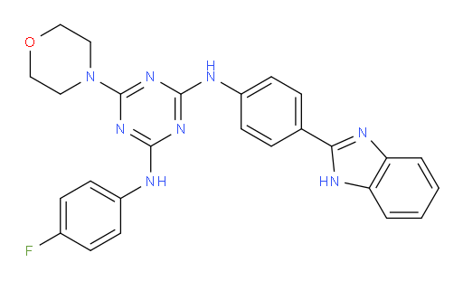 N2-[4-(1H-Benzimidazol-2-yl)phenyl]-N4-(4-fluorophenyl)-6-(4-morpholinyl)-1,3,5-triazine-2,4-diamine (ACI)