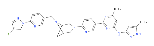 2-[6-[6-[[6-(4-Fluoro-1H-pyrazol-1-yl)-3-pyridinyl]methyl]-3,6-diazabicyclo[3.1.1]hept-3-yl]-3-pyridinyl]-6-methyl-N-(5-methyl-1H-pyrazol-3-yl)-4-pyrimidinamine (ACI)