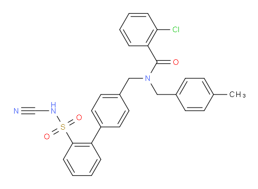2-Chloro-N-[[2′-[(cyanoamino)sulfonyl][1,1′-biphenyl]-4-yl]methyl]-N-[(4-methylphenyl)methyl]benzamide (ACI)
