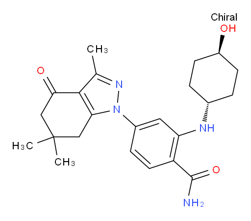 2-[(trans-4-Hydroxycyclohexyl)amino]-4-(4,5,6,7-tetrahydro-3,6,6-trimethyl-4-oxo-1H-indazol-1-yl)benzamide (ACI)