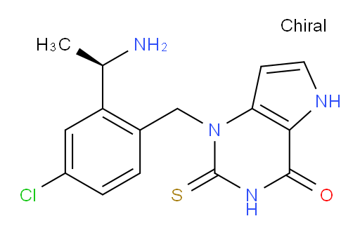 1-[[2-[(1R)-1-Aminoethyl]-4-chlorophenyl]methyl]-1,2,3,5-tetrahydro-2-thioxo-4H-pyrrolo[3,2-d]pyrimidin-4-one (ACI)