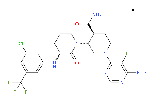 (3R,3′R,4′S)-1′-(6-Amino-5-fluoro-4-pyrimidinyl)-3-[[3-chloro-5-(trifluoromethyl)phenyl]amino]-2-oxo[1,3′-bipiperidine]-4′-carboxamide (ACI)