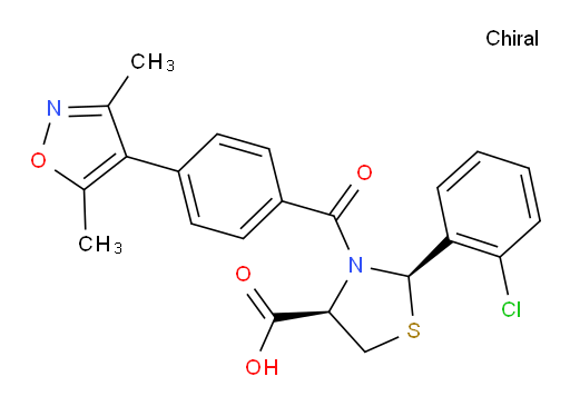 (2R,4R)-2-(2-Chlorophenyl)-3-[4-(3,5-dimethyl-4-isoxazolyl)benzoyl]-4-thiazolidinecarboxylic acid (ACI)