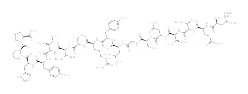 L-Leucyl-L-glutaminyl-L-valyl-L-threonyl-L-α-aspartyl-L-serylglycyl-L-leucyl-L-tyrosyl-L-arginyl-L-cysteinyl-L-valyl-L-isoleucyl-L-tyrosyl-L-histidyl-L-prolyl-L-proline (ACI)