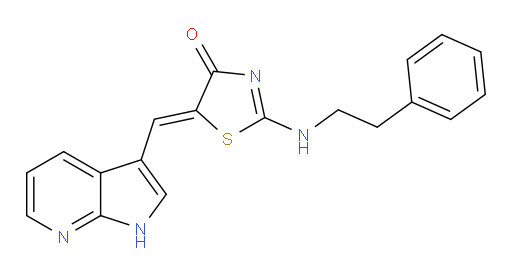 (5Z)-2-[(2-Phenylethyl)amino]-5-(1H-pyrrolo[2,3-b]pyridin-3-ylmethylene)-4(5H)-thiazolone (ACI)