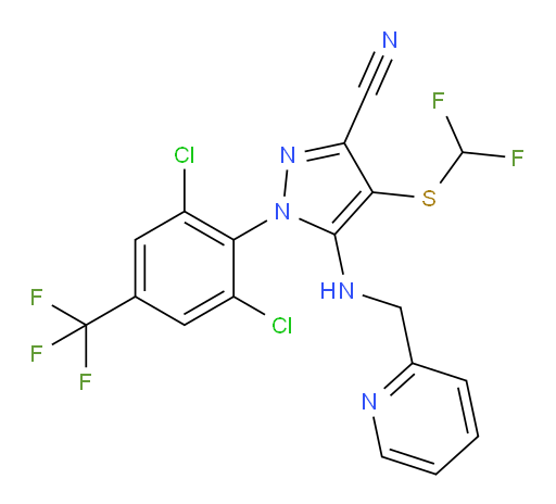 1-(2,6-dichloro-4-(trifluoromethyl)phenyl)-4-((difluoromethyl)thio)-5-((pyridin-2-ylmethyl)amino)-1H-pyrazole-3-carbonitrile