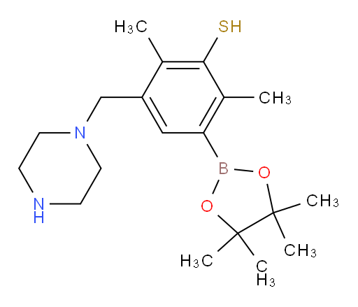 2,6-dimethyl-3-[(piperazin-1-yl)methyl]-5-(4,4,5,5-tetramethyl-1,3,2-dioxaborolan-2-yl)benzene-1-thiol